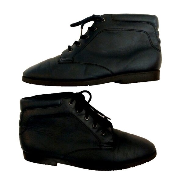 Danexx Shoes - Danexx Women's Leather Bootie Austin4 Lace-Up Ankle Boots Navy Blue - 7.5M